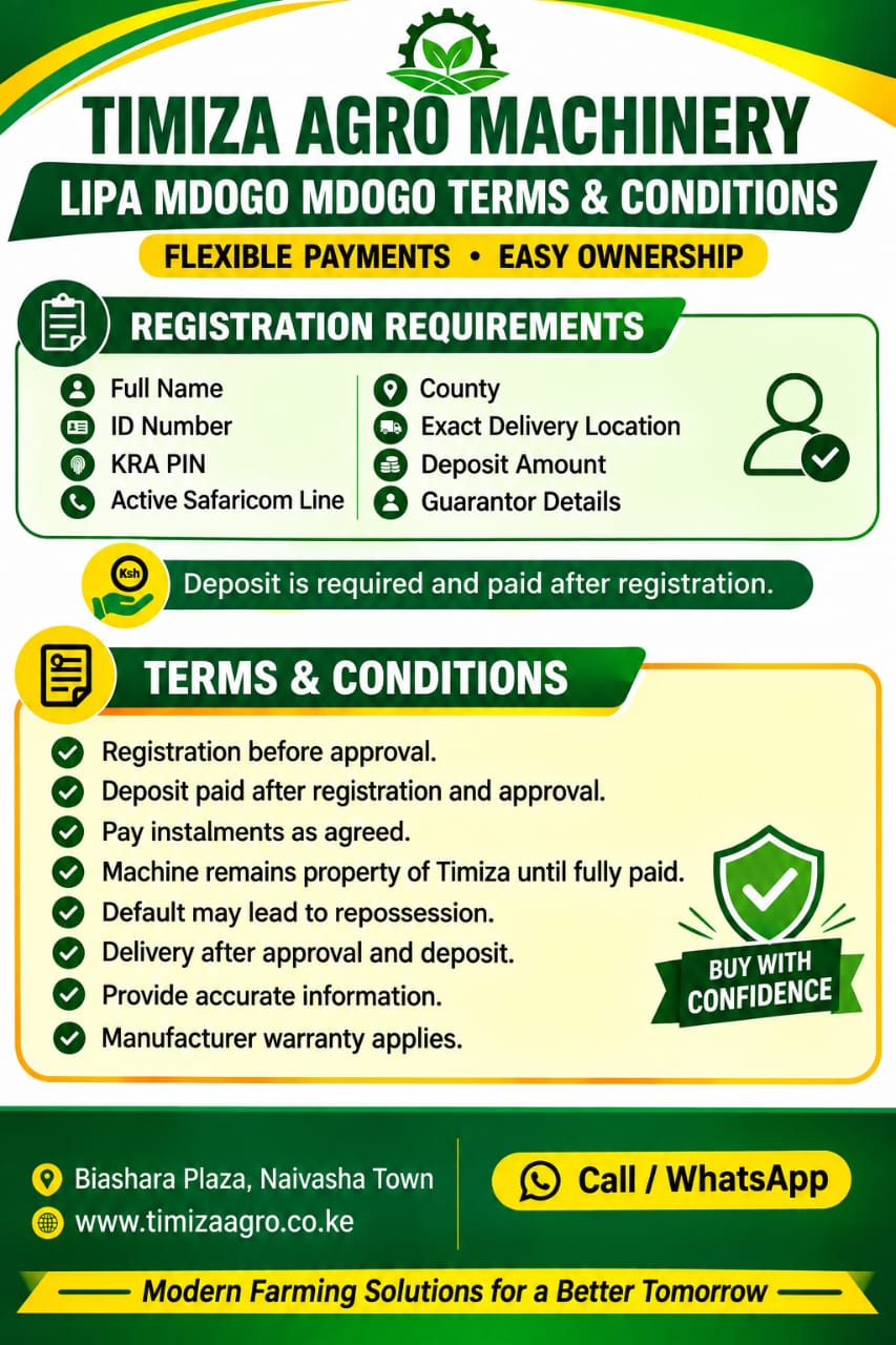 Timiza Agro Machinery - Lipa Mdogo Mdogo Terms and Conditions