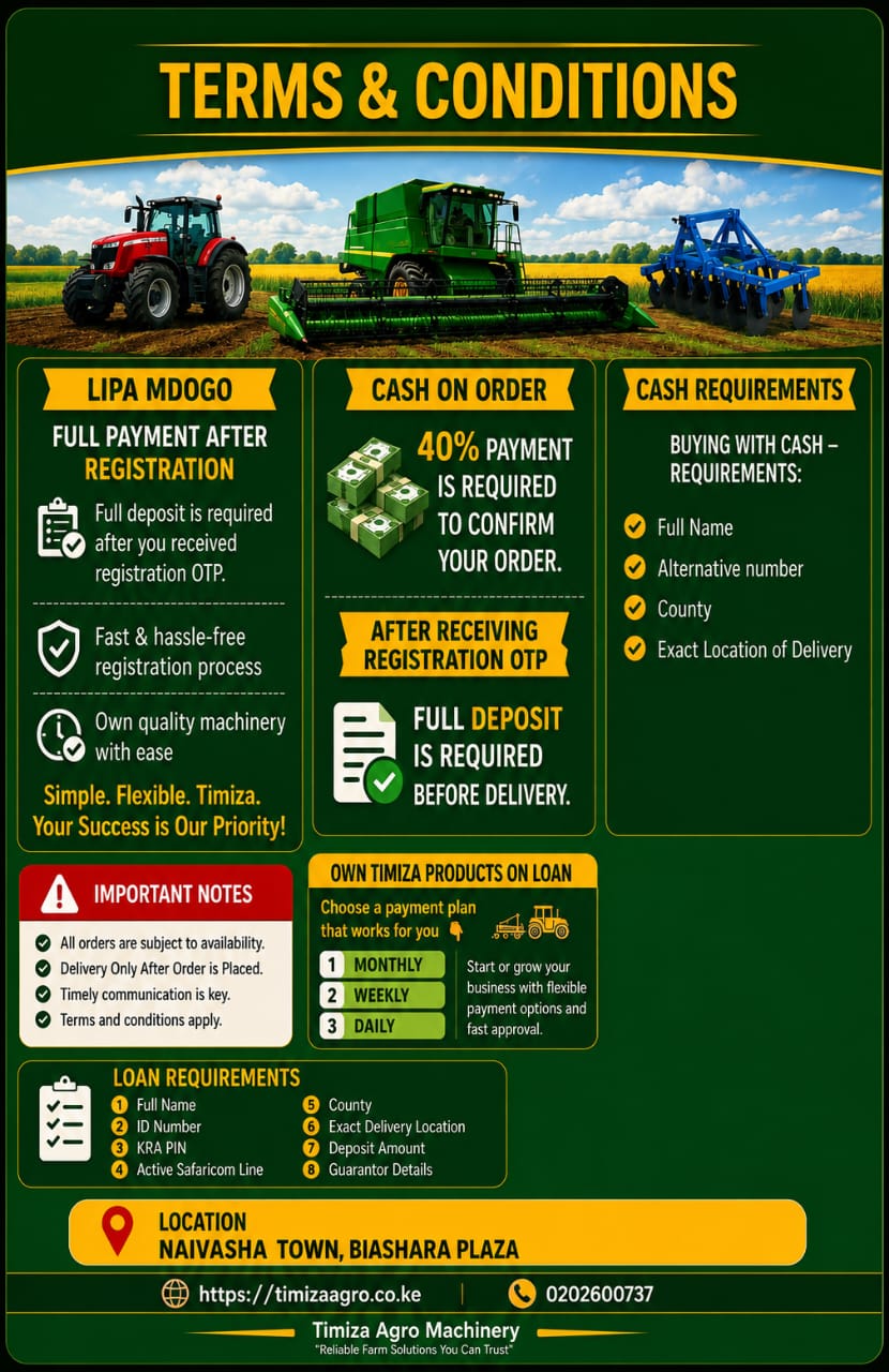 Timiza Agro Machinery - Terms and Conditions